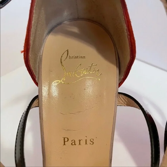 CHRISTIAN LOUBOUTIN suede tricolor platform heel - Picture 3 of 7